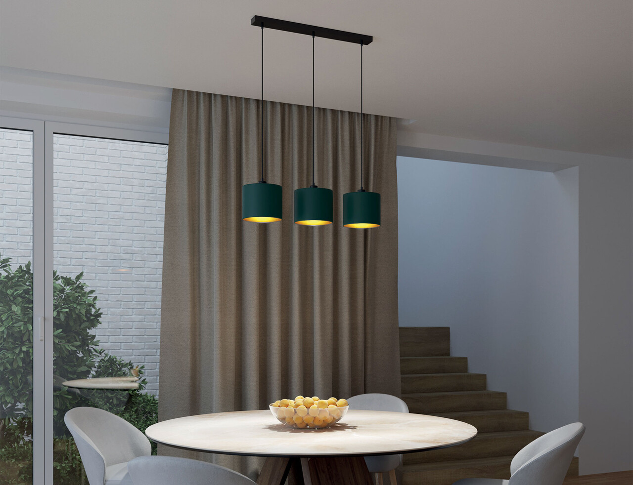 Lustra ELTAP, Vespillo, 75x18x105 cm, 3xE27, 15W, otel/PVC, verde/auriu - imagine 6
